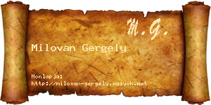 Milovan Gergely névjegykártya